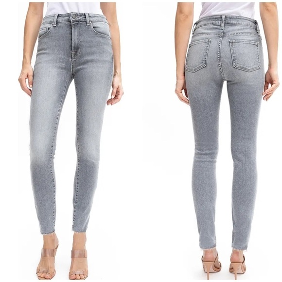 NWT Fidelity Gwen Crop High Rise Skinny Ankle Jeans Gray Dissolve Raw Hem 32 - Picture 1 of 14